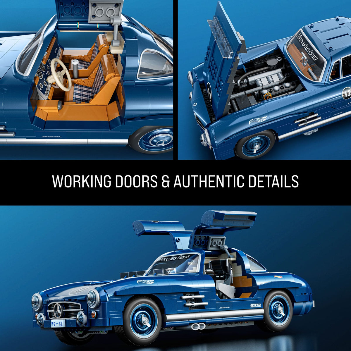 Mattel Brick Shop Hot Wheels Mercedes-Benz 300 SL Building Toy Kit (1600 Pieces), for Collectors