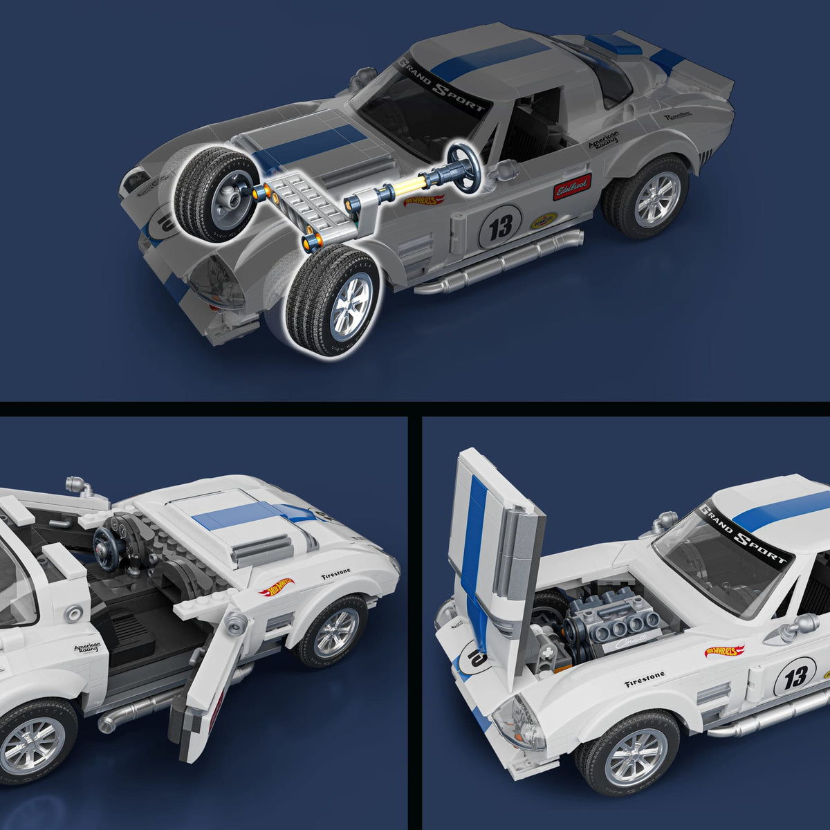 Mattel Brick Shop Hot Wheels Corvette Grand Sport, Kit de Construction de Jouets 918 Pièces, de Collection