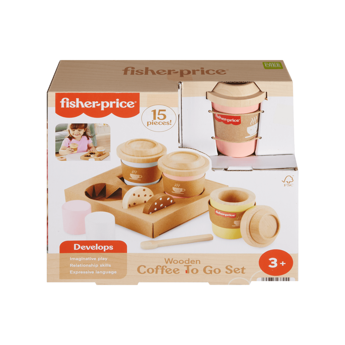 Fisher-Price Brinquedo para Bebês Conjunto Meu Primeiro Cappuccino de Madeira