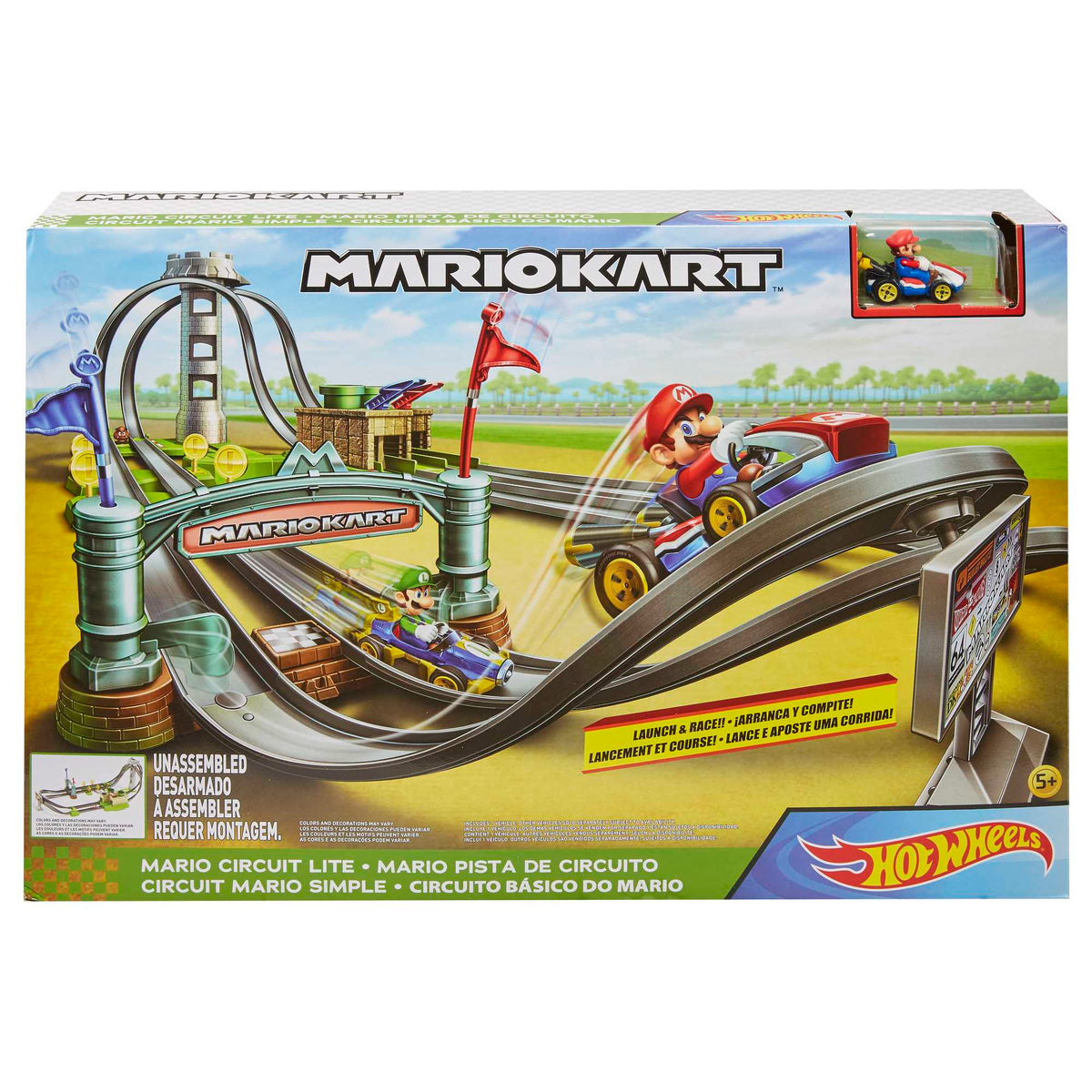 Hot Wheels Mario Kart Pista de Brinquedo De Circuito Longo