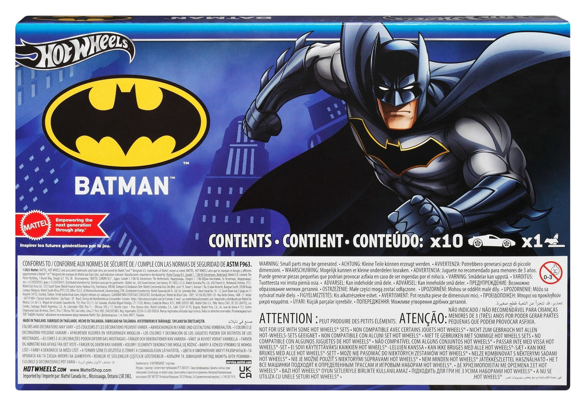 Hot Wheels 1:64 Scale Batman-Themed Toy Vehicles, Set Of 10