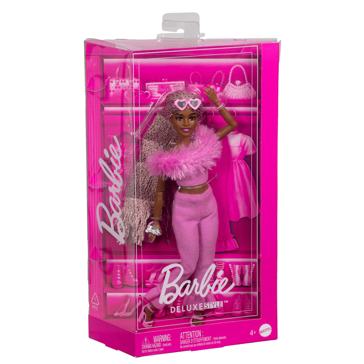 Barbie Style de Luxe Poupée4, Combinaison Rose, Cheveux Tressés