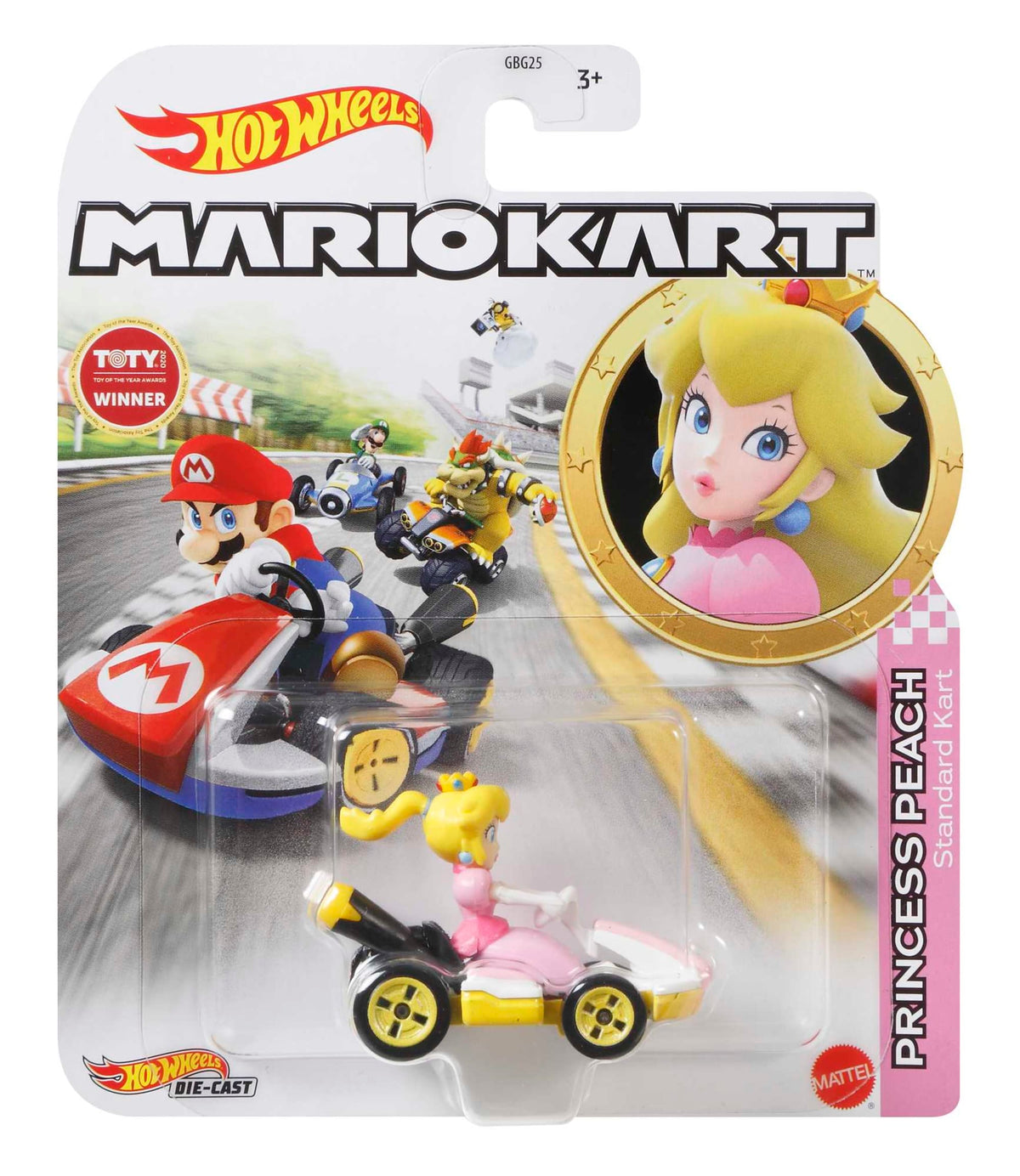 Hot Wheels Mario Kart Veículo de Brinquedo Kart Padrão Princesa Peach