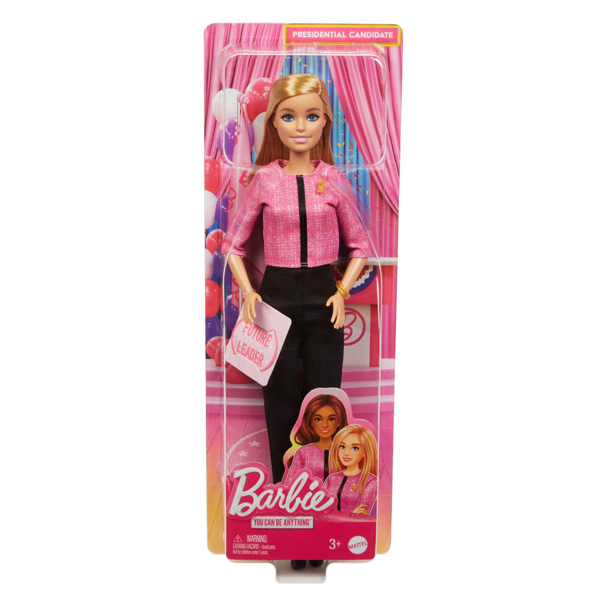 Barbie Future Leader Doll, Blonde, Wearing Outfit With 2 Golden Bracelets & Pin