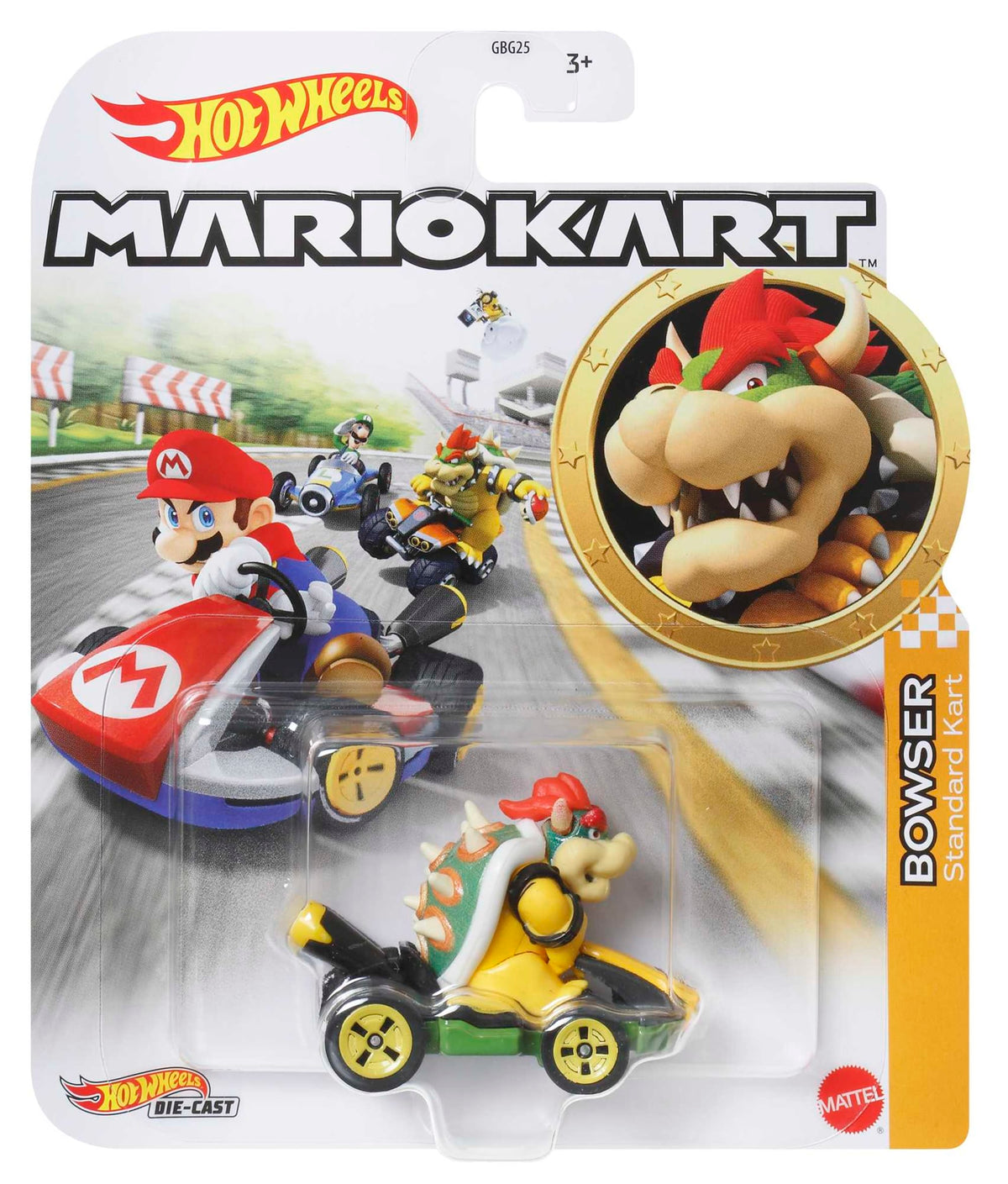 Hot Wheels Mario Kart Veículo de Brinquedo Kart Padrão Bowser