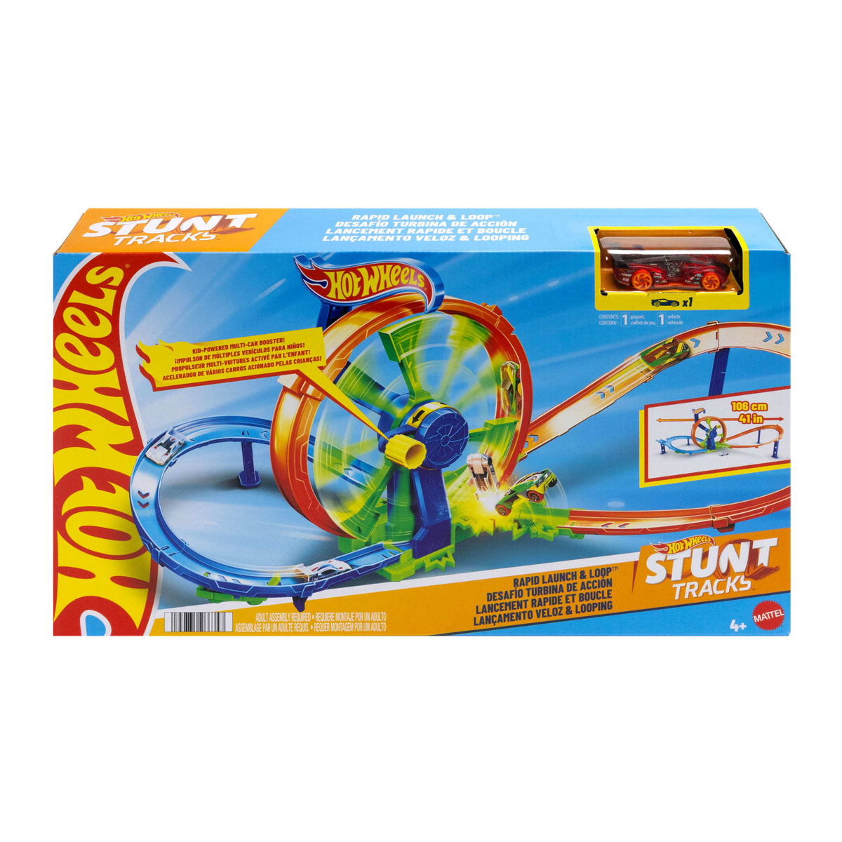 Hot Wheels Rapid Launch & Loop Playset With 1:64 Scale Die-Cast Toy Car, Crash & Track Set