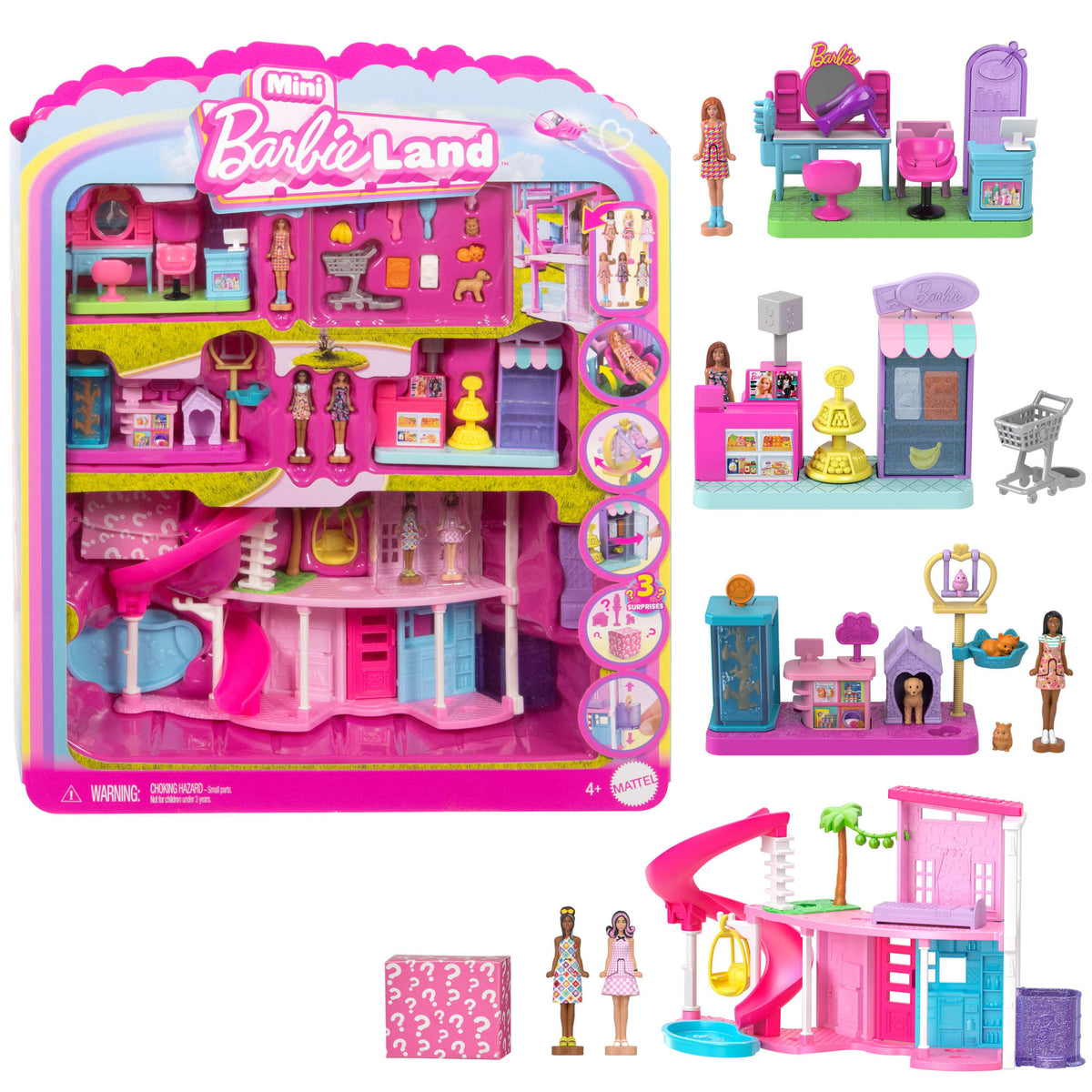 Barbie-Maison de Rêve 4-en-1 Mini Barbieland-Poupées et Accessoires