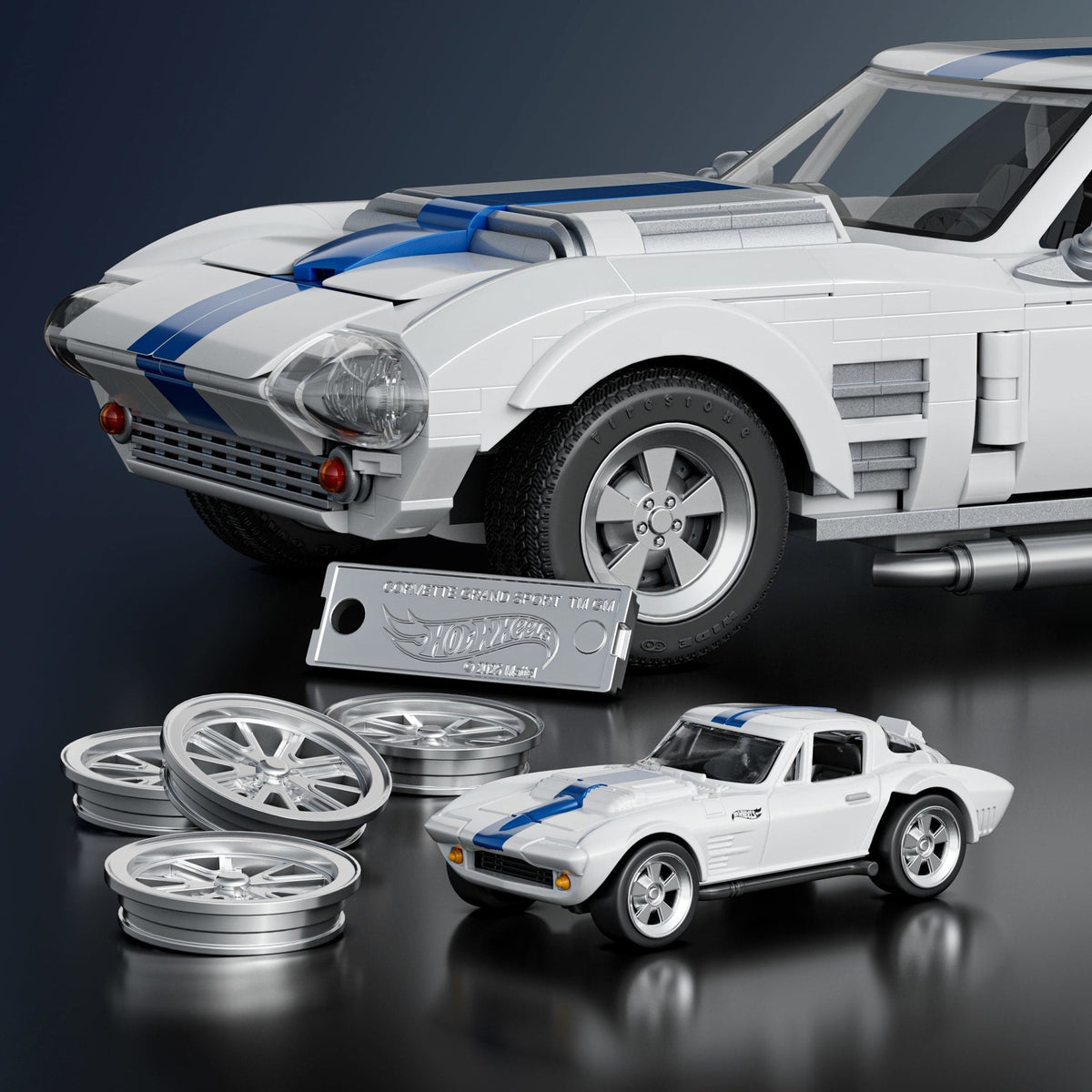 Mattel Brick Shop Hot WheelsJuguete de Construcción Elite 63 Corvette Grand Sport