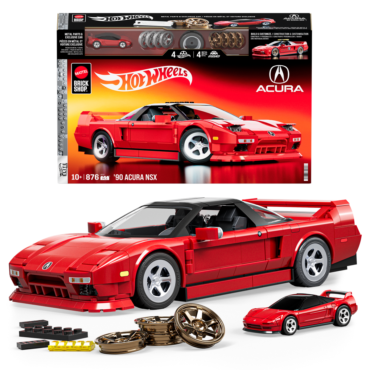 Mattel Brick Shop Hot Wheels ’90 Acura NSX Building Toy (876 Pieces), for Collectors