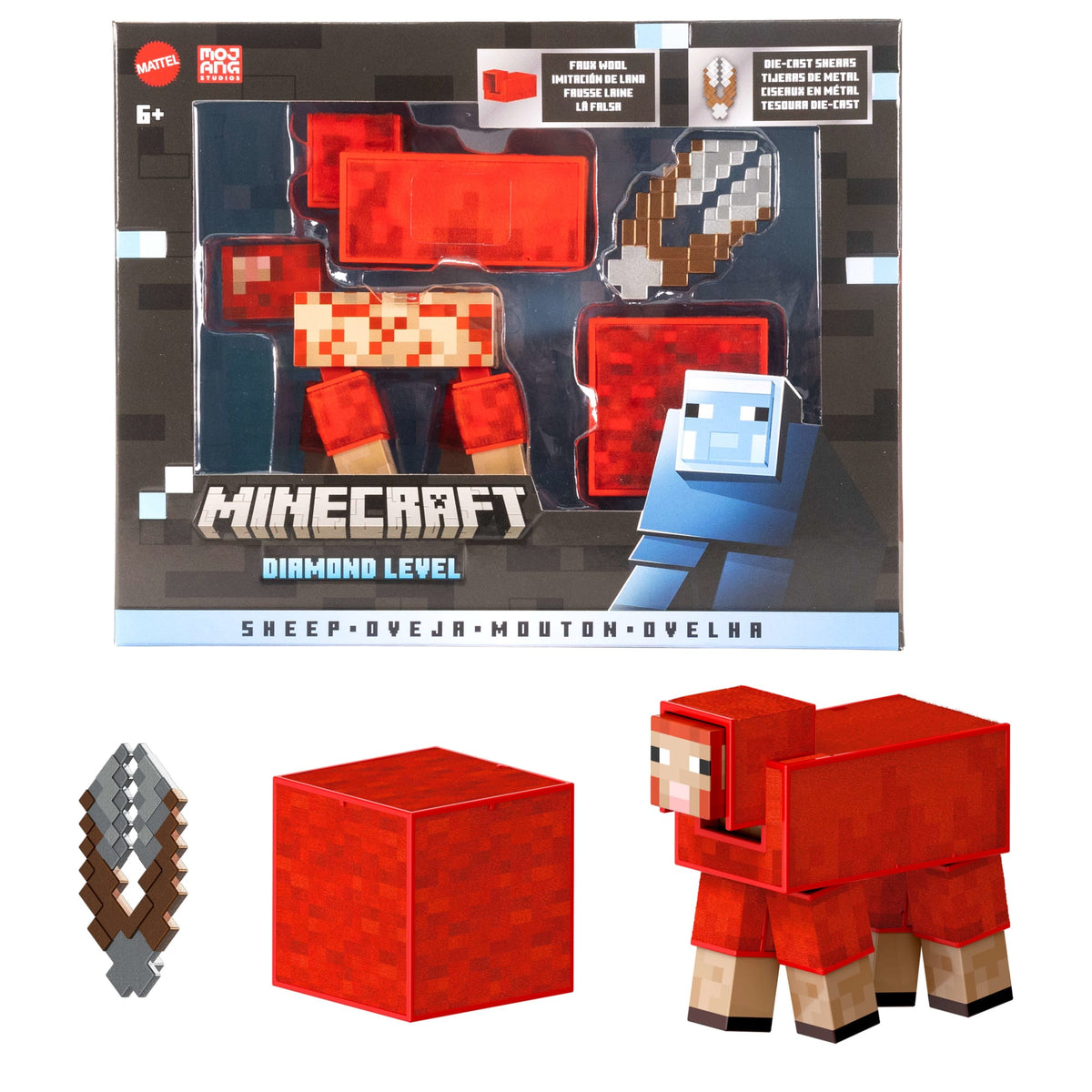 Minecraft Diamond Level Sheep Action Figure & 3 Accessories, 5.5-inch Collector Scale