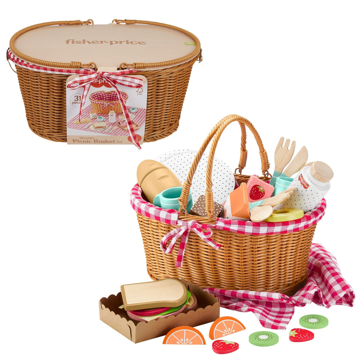 Fisher-Price Juguete para Bebés Canasta de Picnic de Madera
