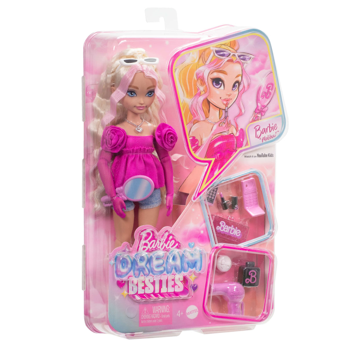 Barbie Dream Besties Barbie “Malibu” Fashion Doll With 8 Makeup & Hair Themed Accessories