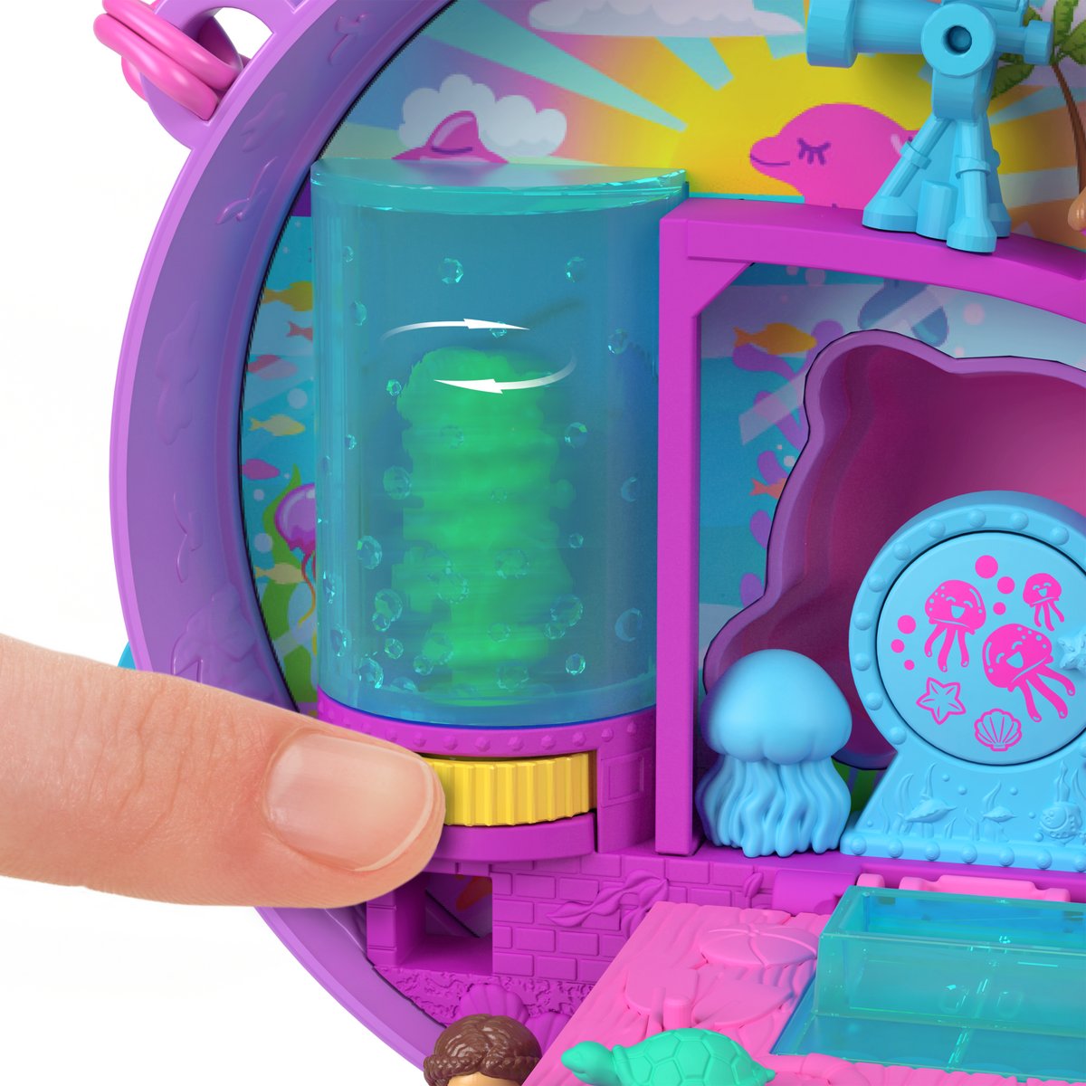 Polly Pocket Dolphin Rescue & Play Compact With 2 Micro Dolls And Sea Pets, Animal Toy With Ocean Accessories