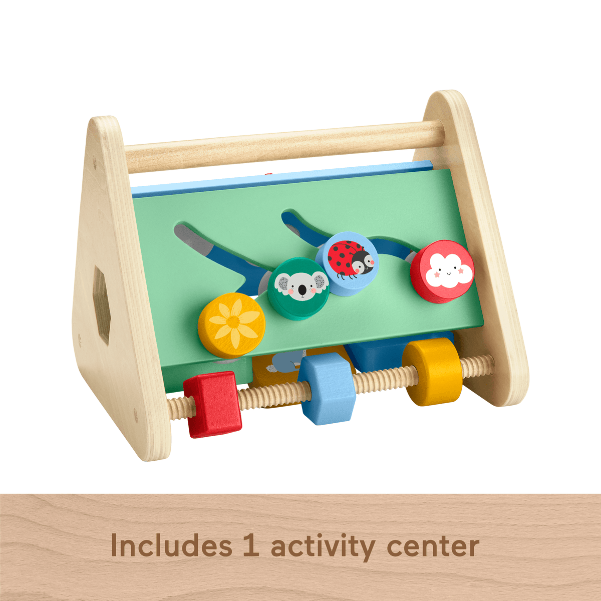 Fisher-Price Wooden Activity Triangle, 2-Sided Fine Motor Toy For Baby, 1 Wood Piece