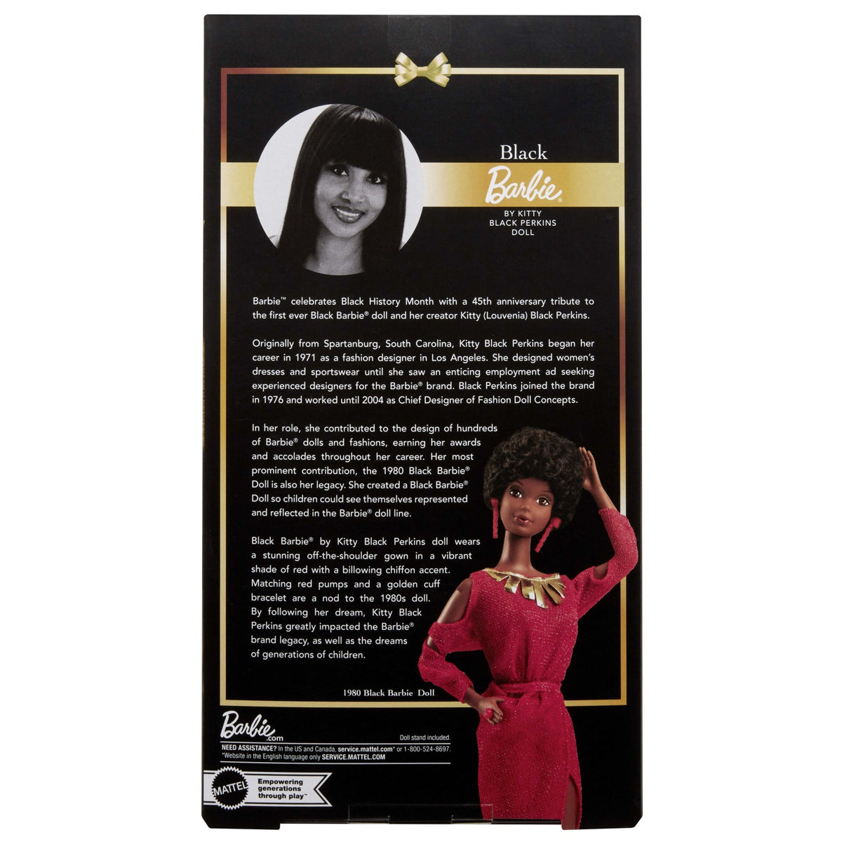 Barbie Signature Collectible Doll in Red Gown, 45th Anniversary Black Barbie By Kitty Black Perkins