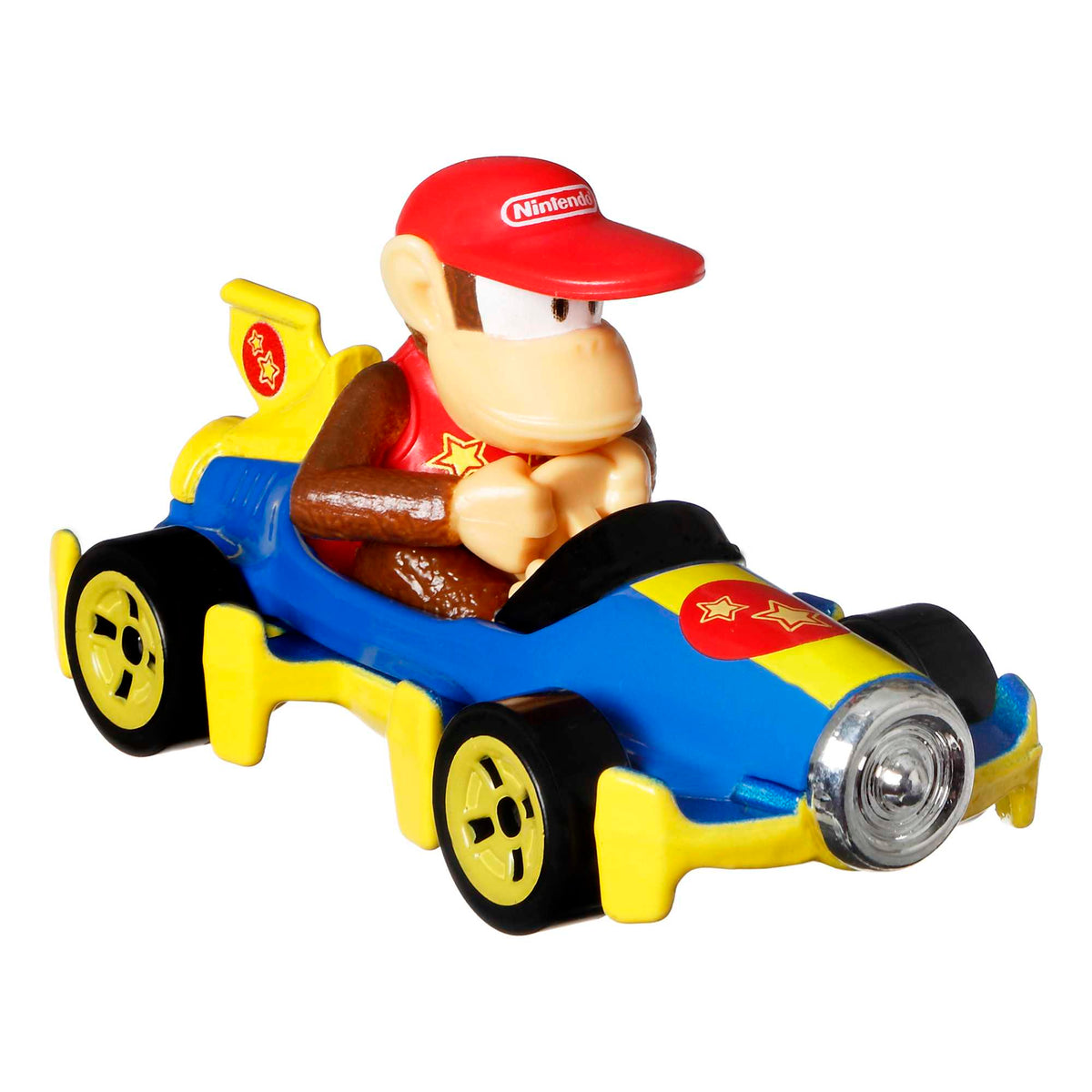 Hot Wheels Mario Kart Vehículo de Juguete Paquete de 4 con Diddy Kong, Waluigi, Toad y Yoshi azul