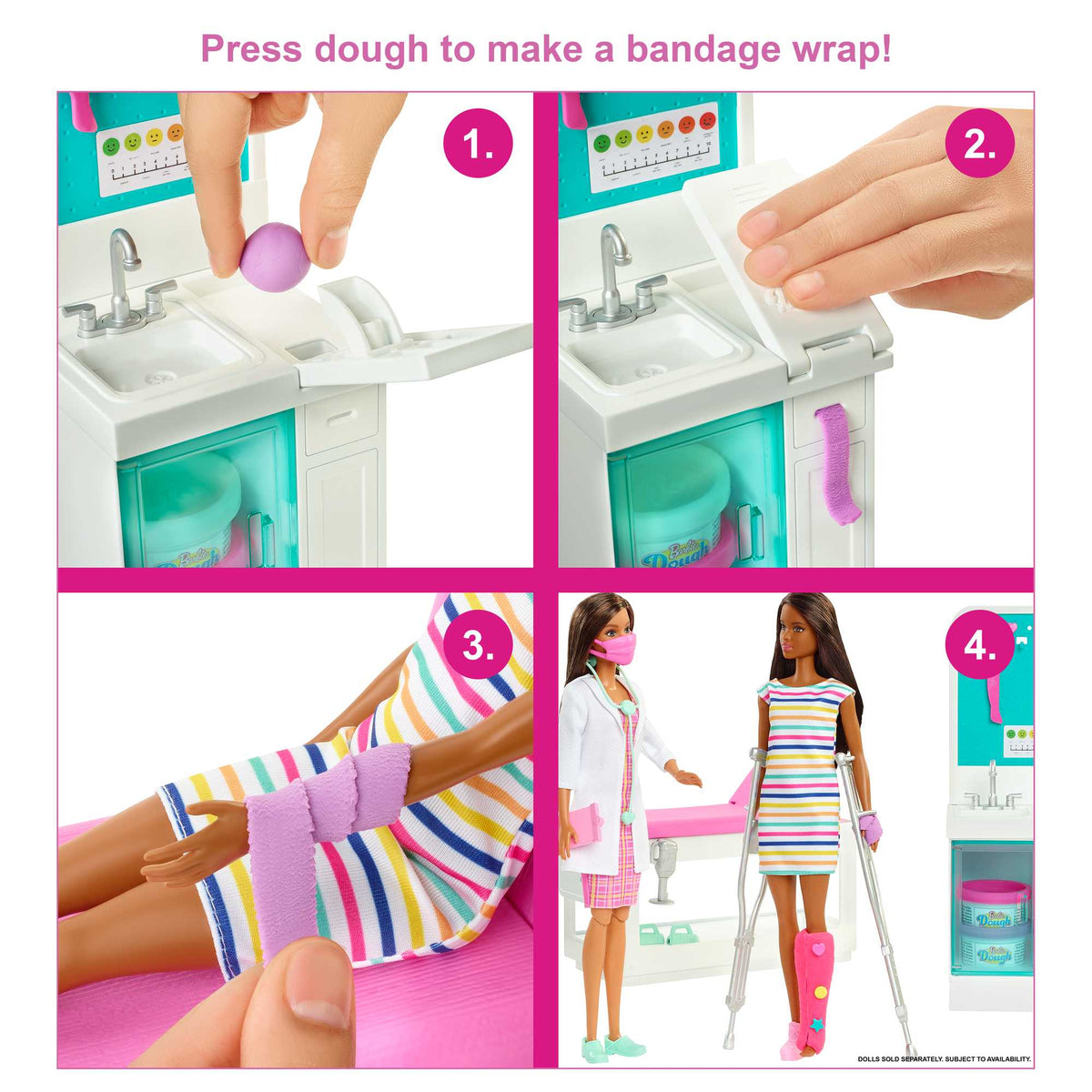 Barbie Fast Cast Clinic Playset With Brunette Barbie Doctor Doll, 4 Play Areas, 30+ Play Pieces