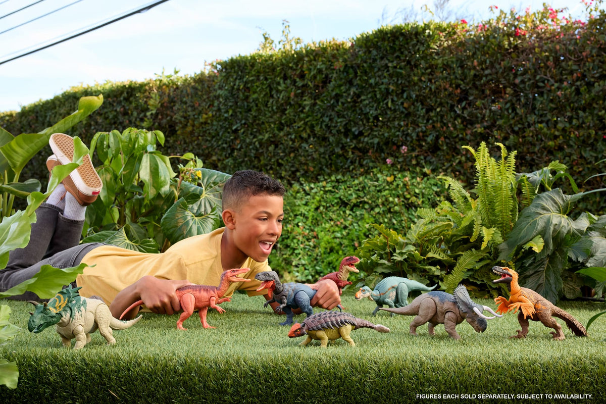 Jurassic World Rebirth Wild Roar Maiasaura Dinosaur Toy, Tail Controlled Attack Chomp & Sound