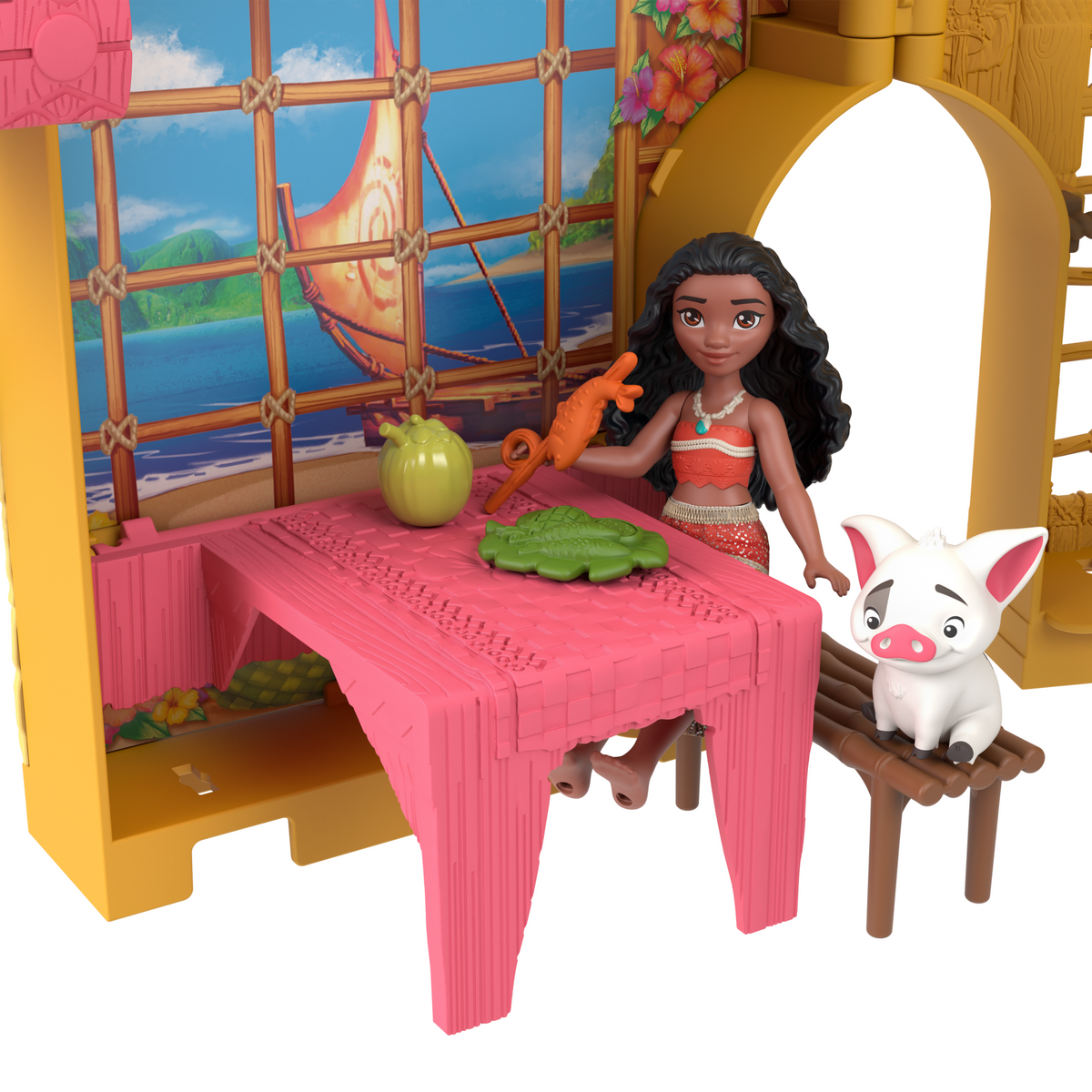 Disney Princess Moana's Island Home Stacking Doll House With Small Doll, Figures & 9 Play Pieces