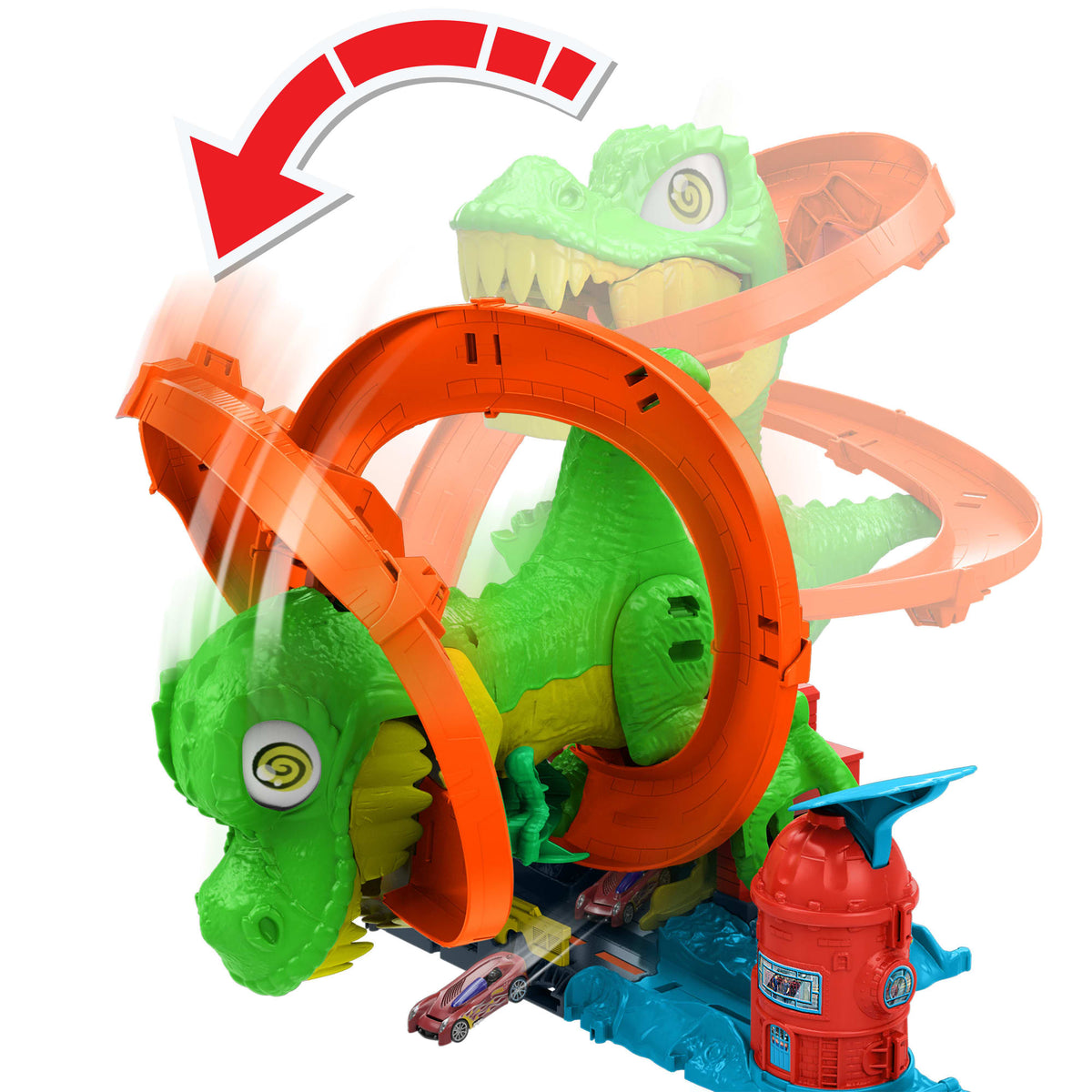 Hot Wheels City Pista de Juguete T-Rex vs Estación de Bomberos