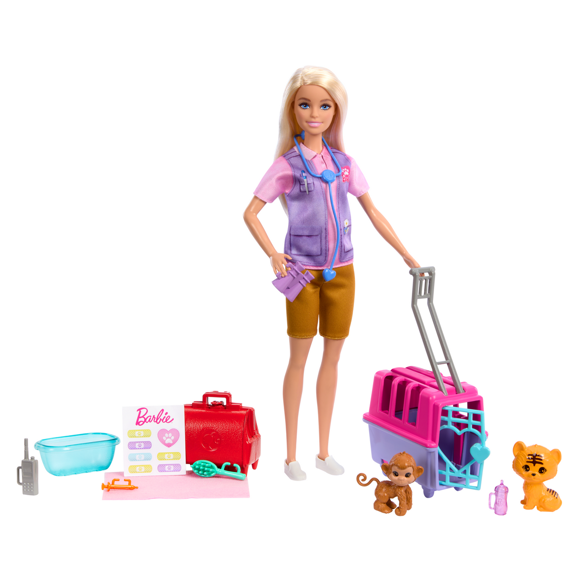 Barbie-Sauvetage D’Animaux-Coffret Poupée Blonde et Accessoires