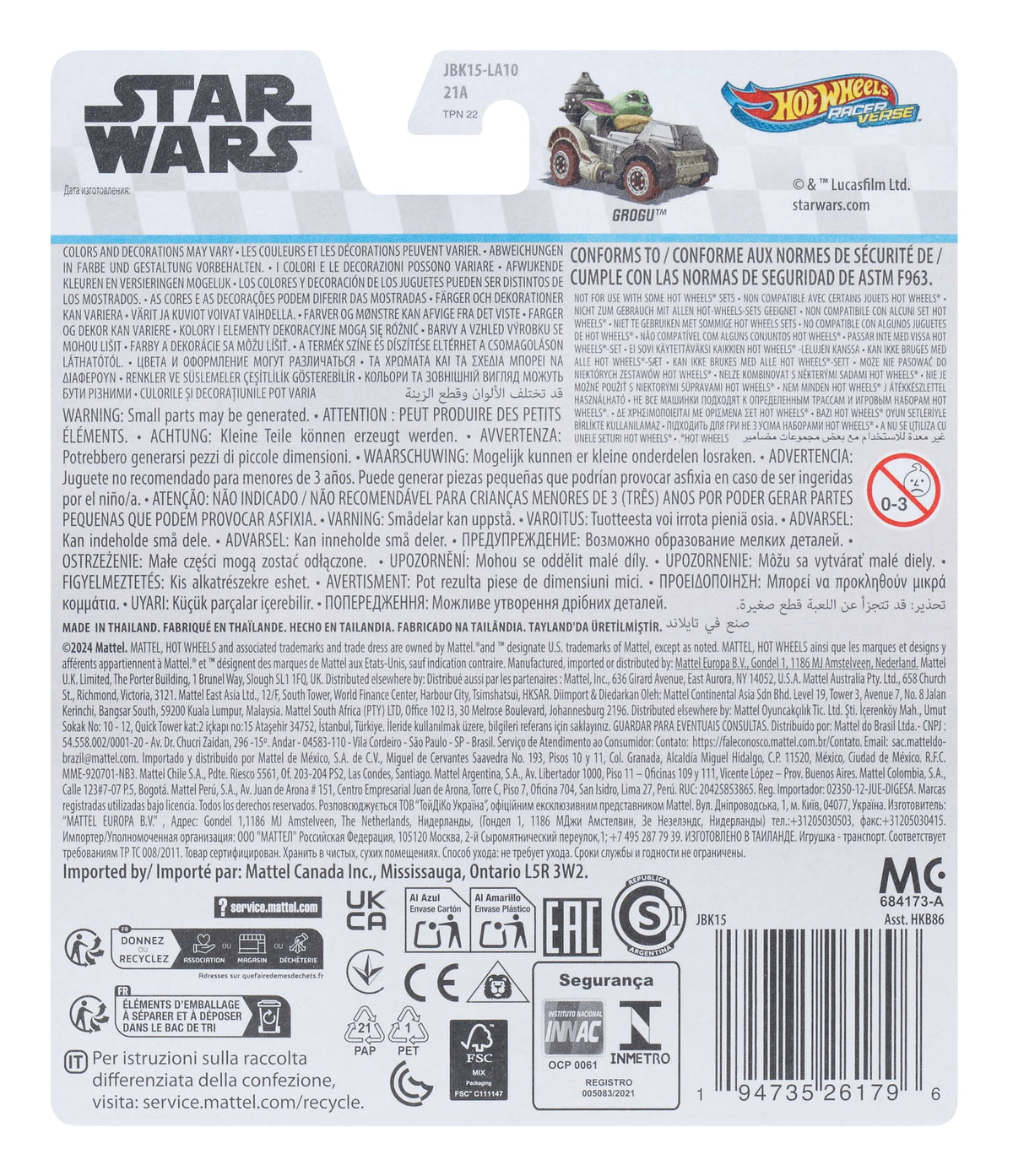 Hot Wheels RacerVerse Vehículo de Juguete Grogu