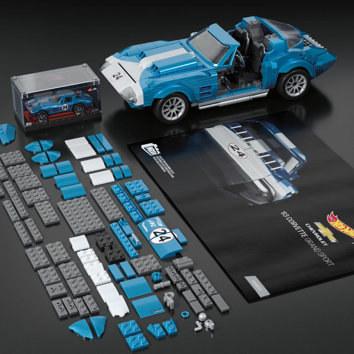 Mega-Hot Wheels-Coffret 63 Corvette Grand Sport de 1060Pièces