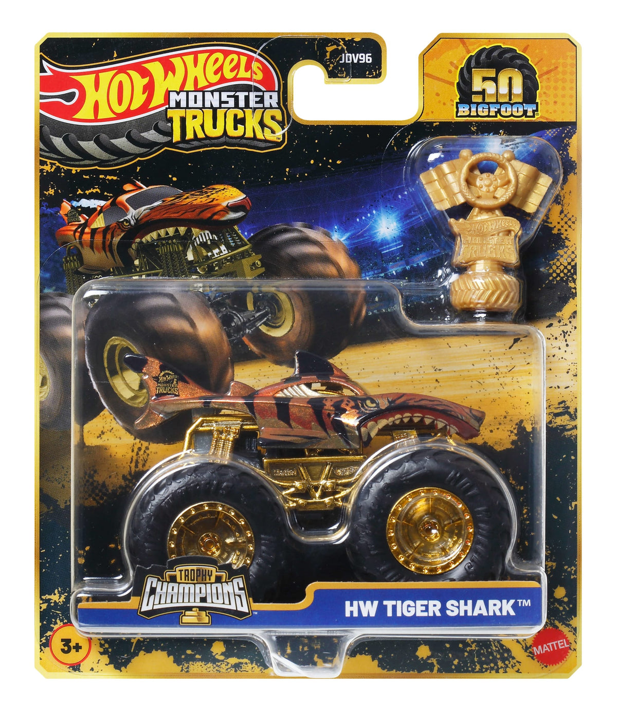 Hot Wheels Monster Trucks Trophy Champions Premium Die-Cast 1:64 Scale & Trophy