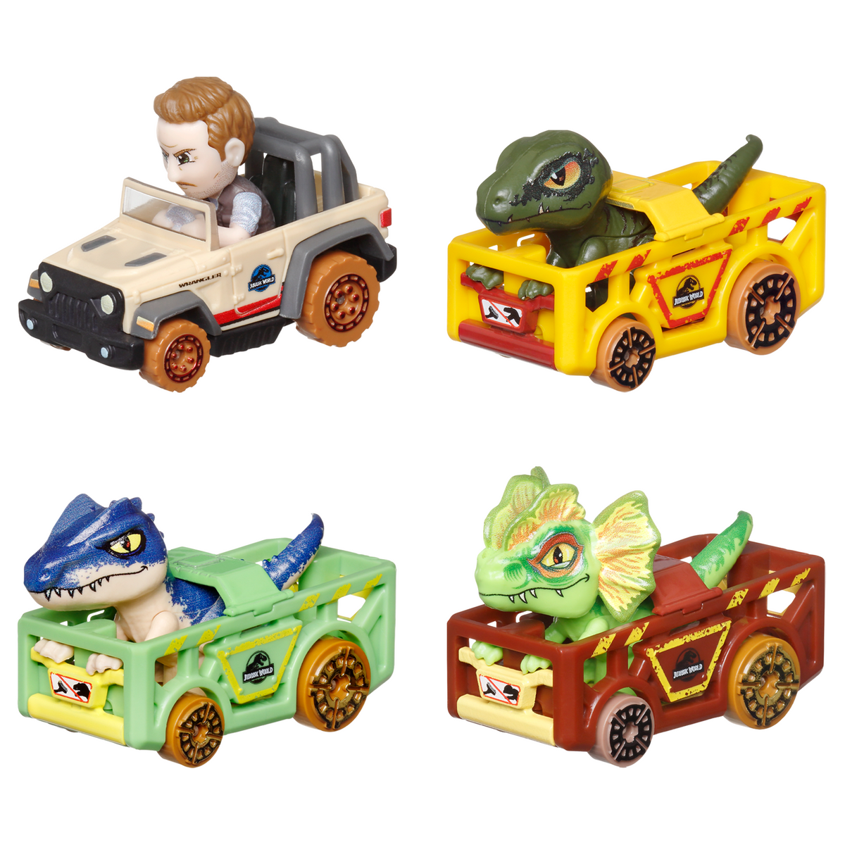 Hot Wheels RacerVerse Vehículo de Juguete Cuatro Autos de Carrera Jurassic World