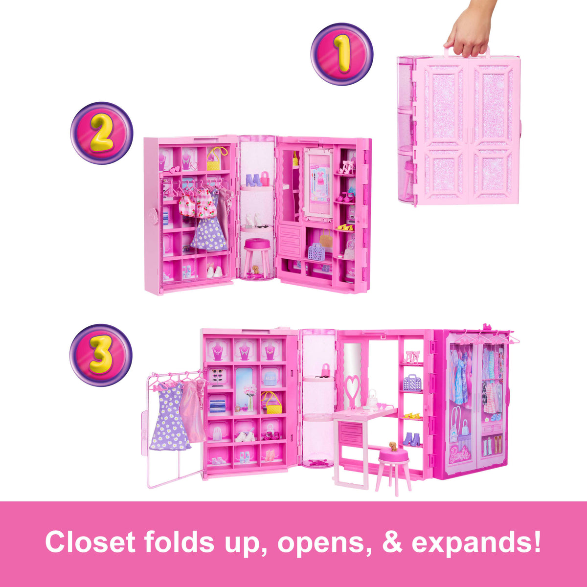 Barbie Dream Closet Toy Playset With Fashion Doll, CloThes, & Accessories, 3-Ft-Wide With 25+ Pieces