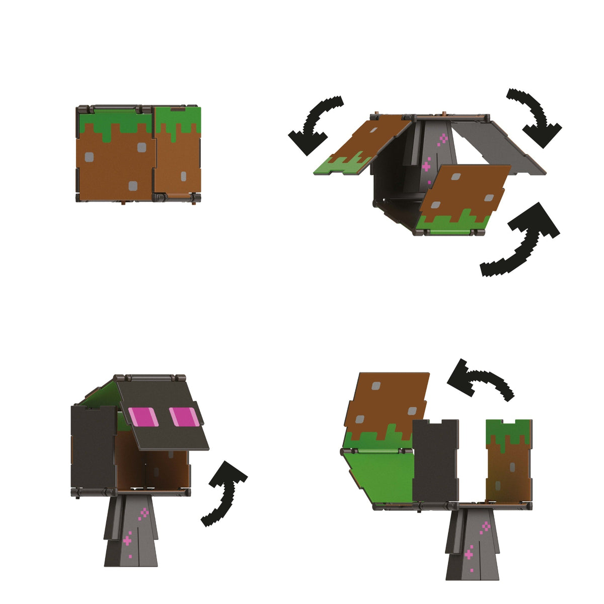 Minecraft Vanilla Figura de Acción Flippin' de 3.75 Enderman + Bloque de Pasto