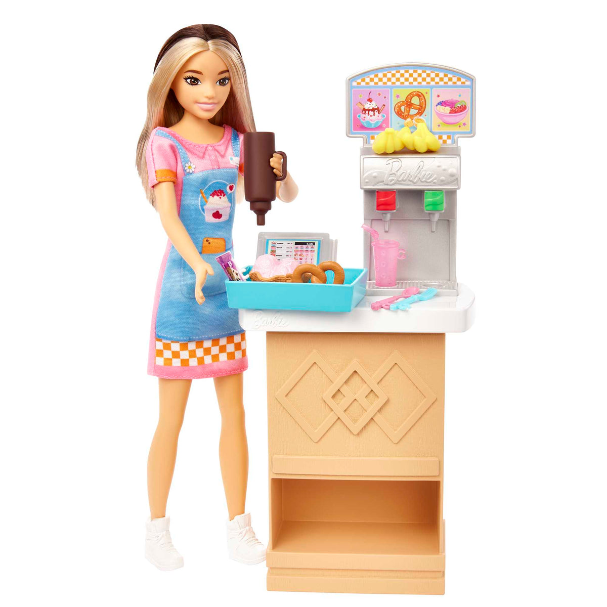 Barbie Toys, Skipper Doll And Snack Bar Playset With Color-Change Feature And Accessories, First Jobs