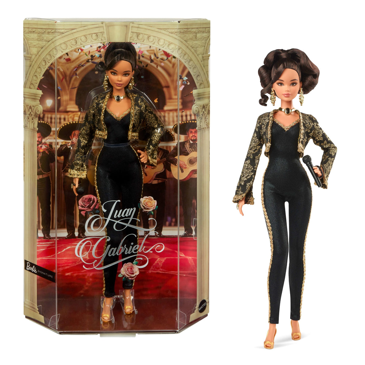 Barbie Signature Juan Gabriel Collectible Doll in Chic Black And Gold Suit
