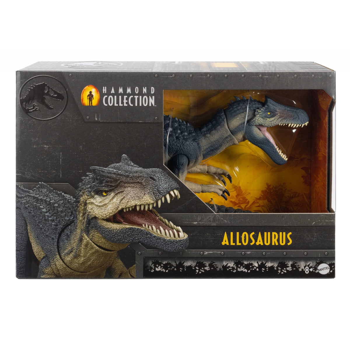 Jurassic World Hammond Collection Allosaurus Dinosaur Action Figure With Glass Eyes, Wired Tail