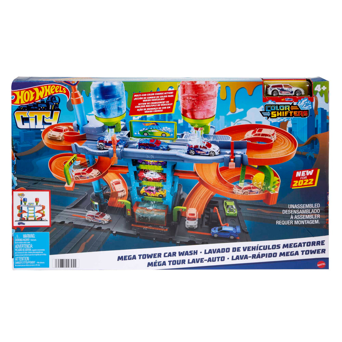 Hot Wheels City Pista de Juguete Autolavado Mega Torre