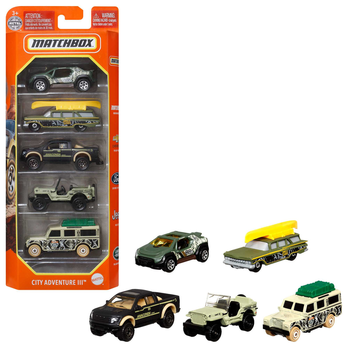 Matchbox Diecast Veículo de Brinquedo Pacote 5 Carros