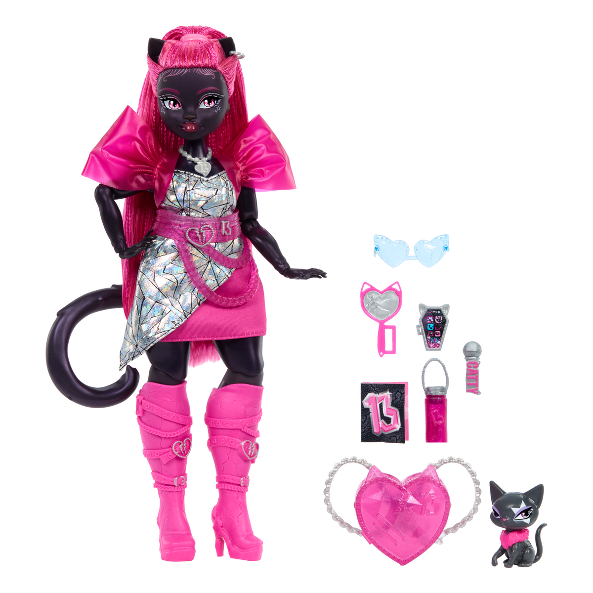 Monster High-Catty Noir-Poupée Avec Chat Amulette et Accessoires