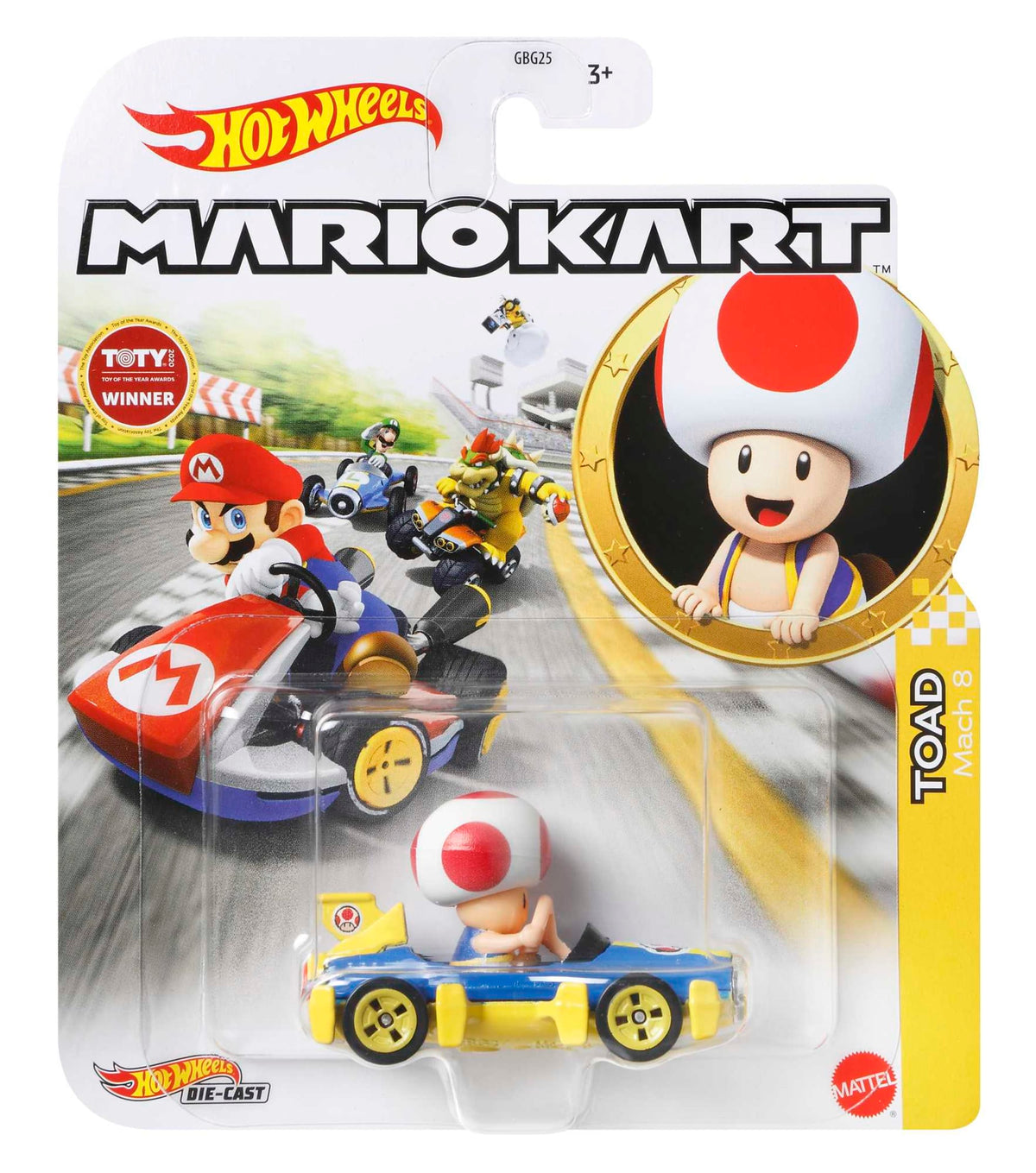Hot Wheels Mario Kart Veículo de Brinquedo Toad Mach 8