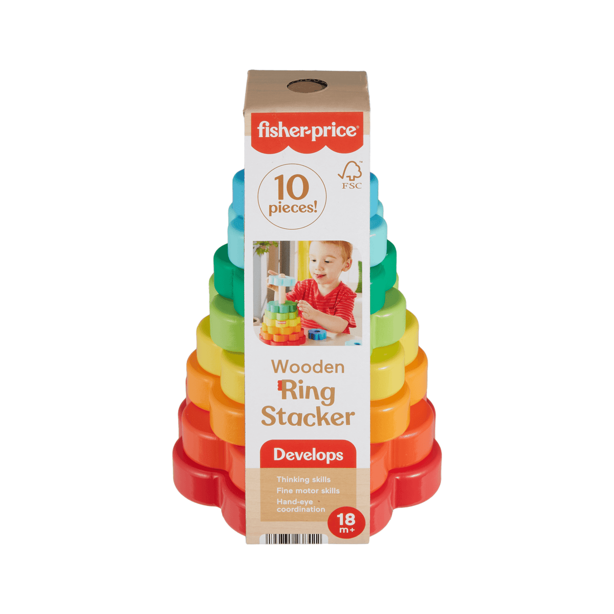 Fisher-Price Brinquedo para Bebês Anéis Empilháveis de Madeira