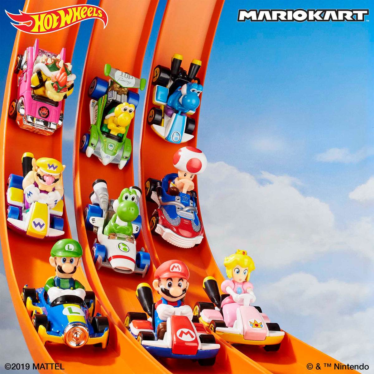 Hot Wheels Mario Kart Vehículo de Juguete Yoshi Azul Claro Estándar Kart