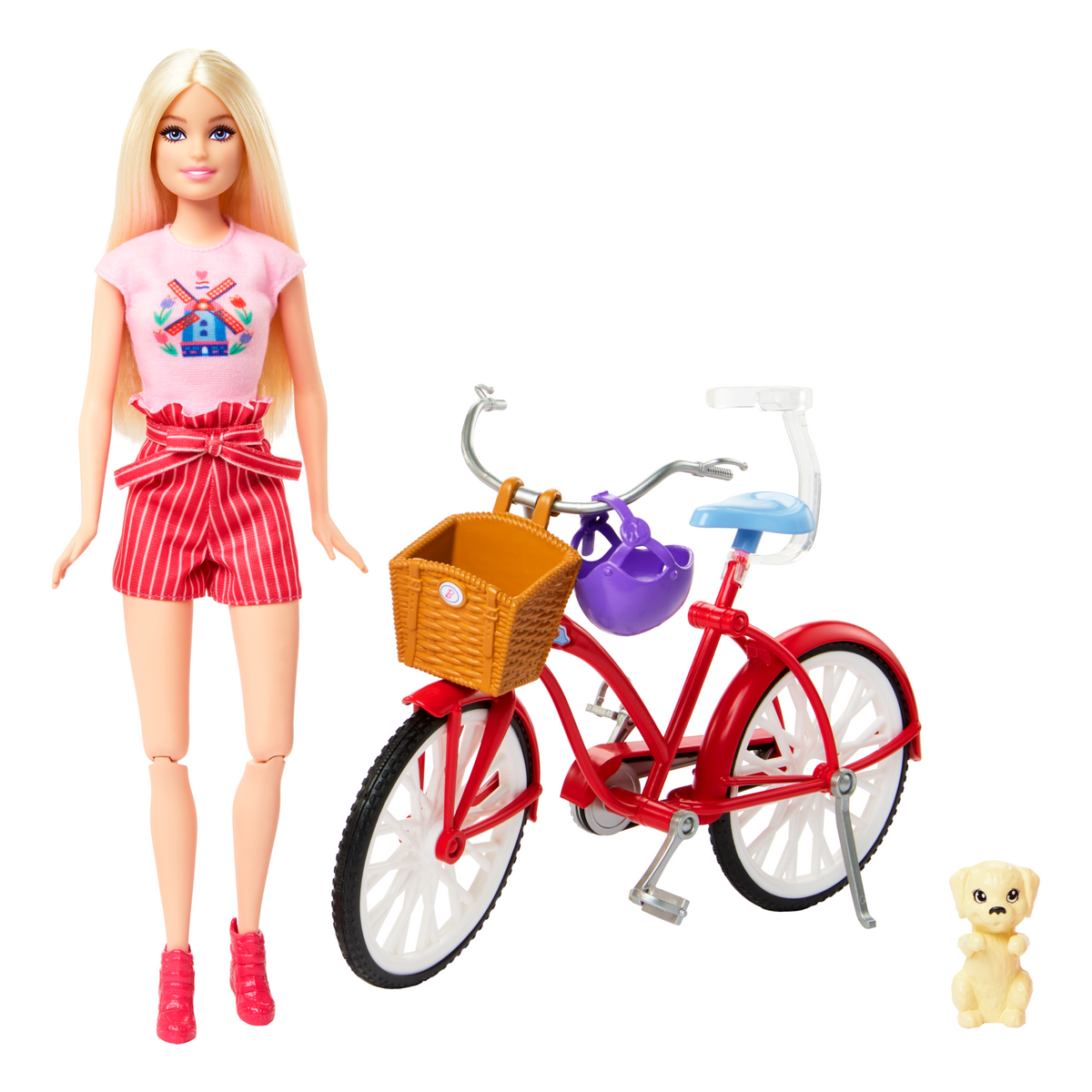 Barbie Pink Passport Holland Doll Set With Bicycle, Clothes, & Travel Accessories