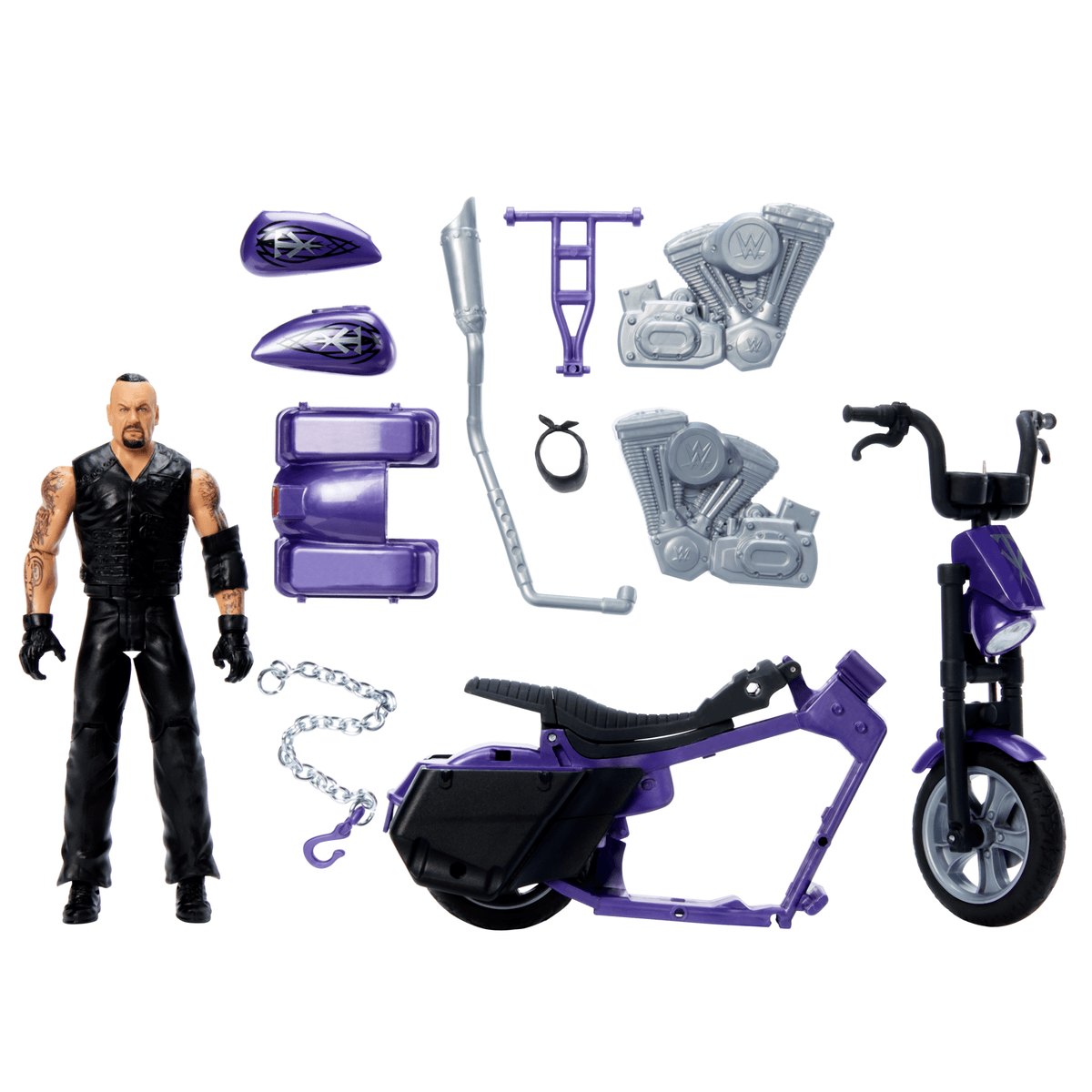 WWE Wrekkin’ Slamcycle Vehicle & Undertaker Action Figure, Toy Morotcycle With Breakaway Parts