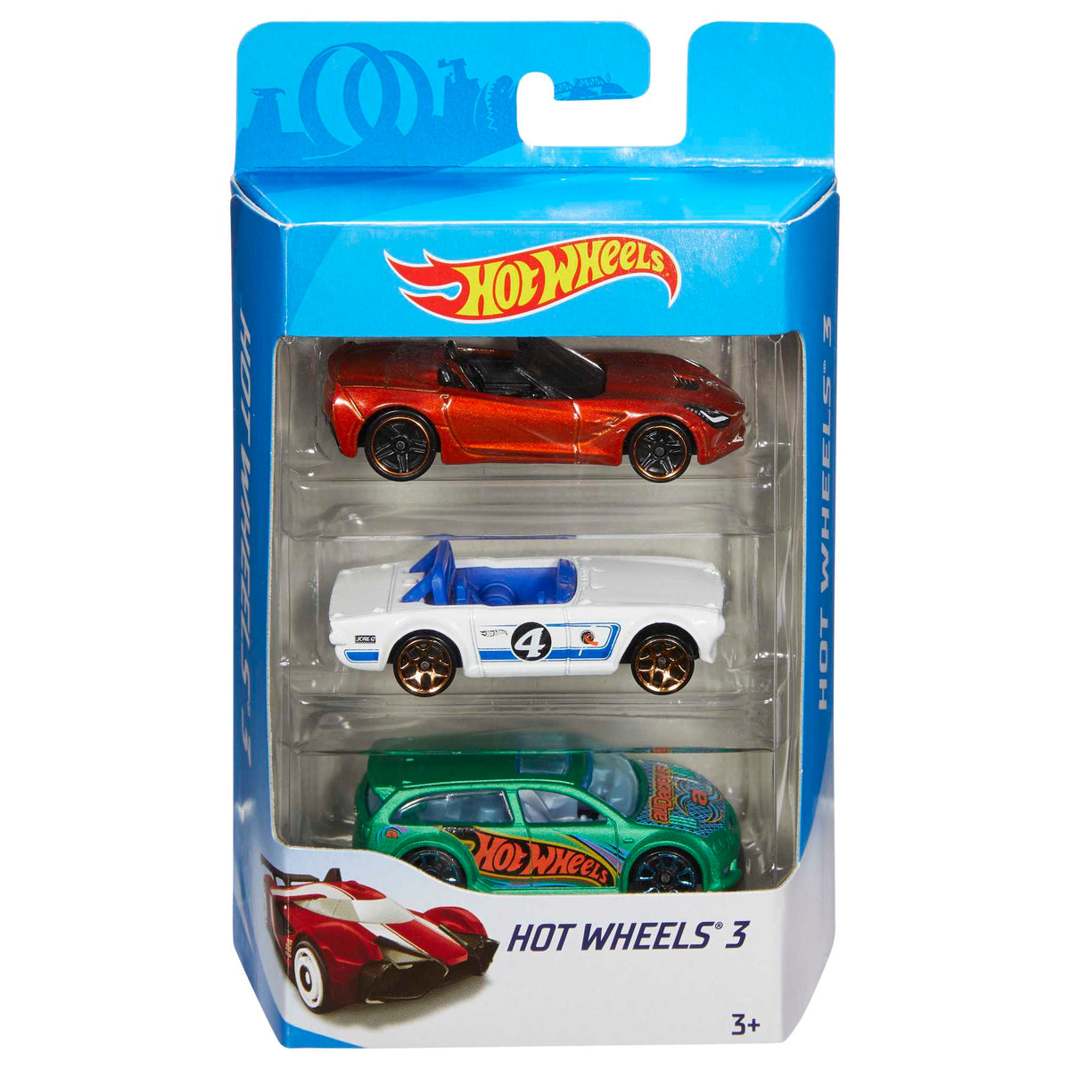 Hot Wheels 1:64 Scale Toy Cars & Trucks, 3-Pack