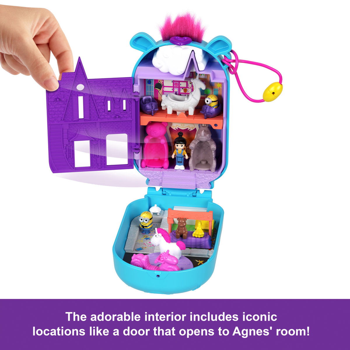 Polly Pocket Playset, Minions Compact With 9 Accessories, 1 Doll, 2 Minions And Unicorn Toy