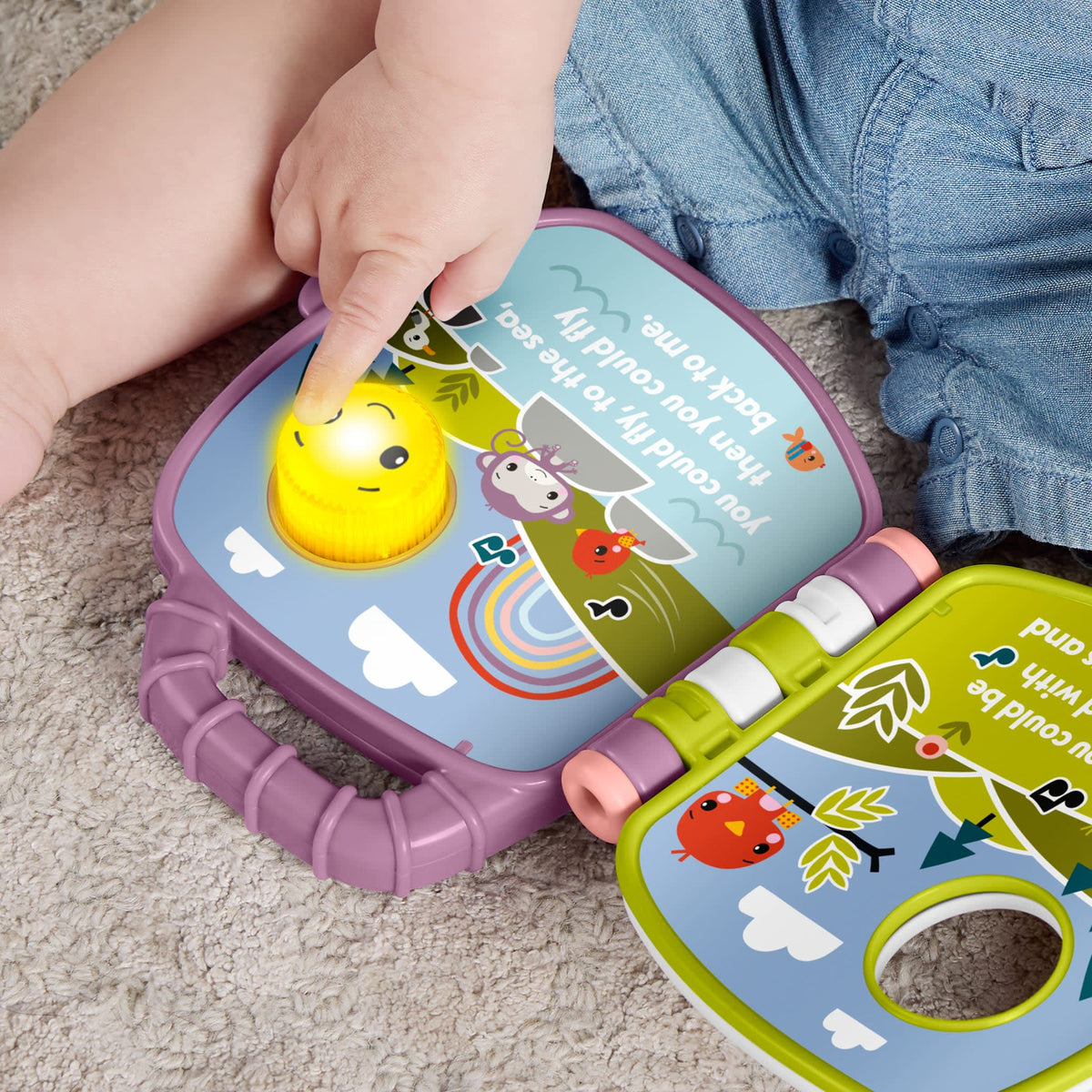 Fisher-Price  Livre Interactif Singe Violet, Avec Lumières et Sons