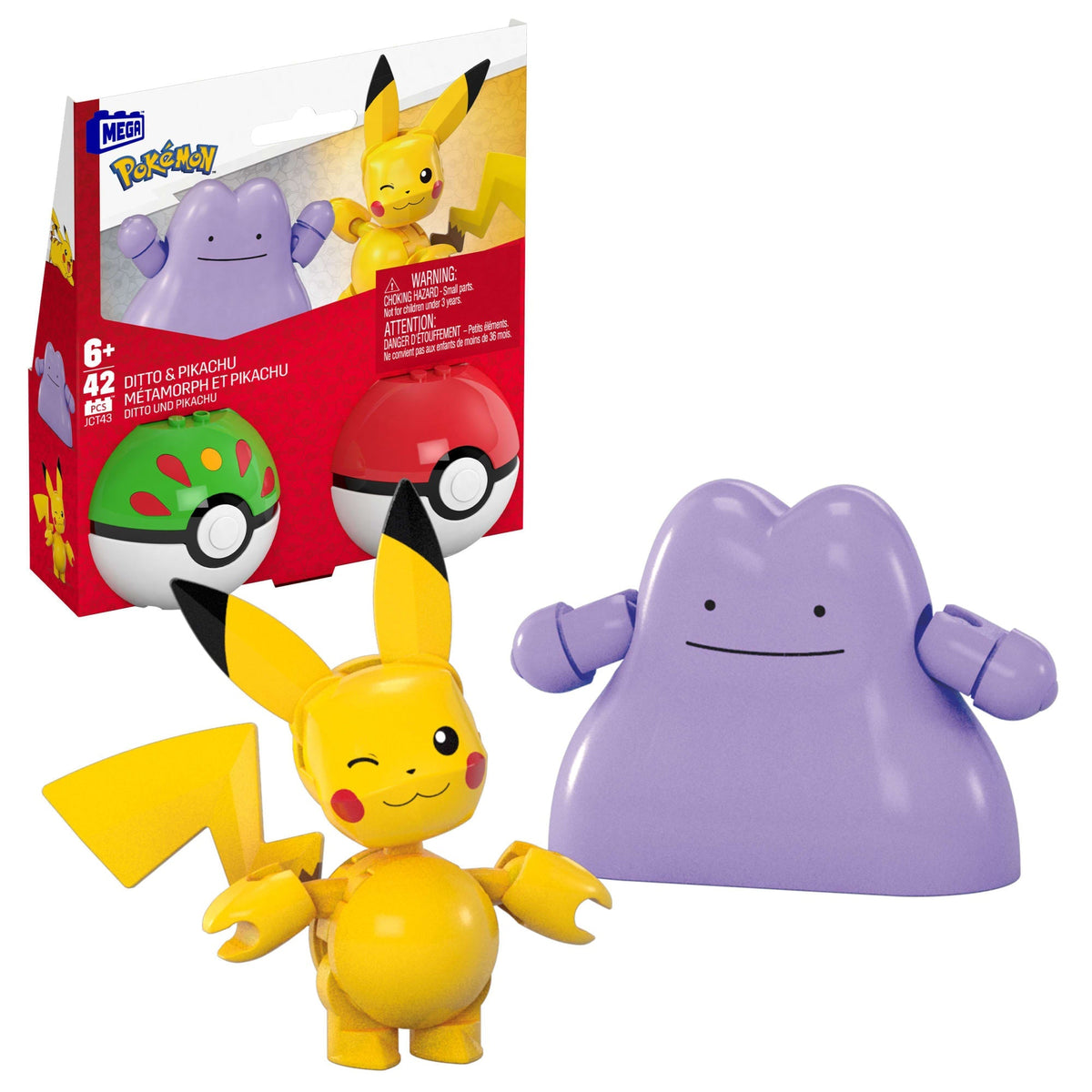 MEGA Pokémon Poké Ball 2-Pack Building Toy Kits With 2 Action Figures (42 Pieces) For Kids