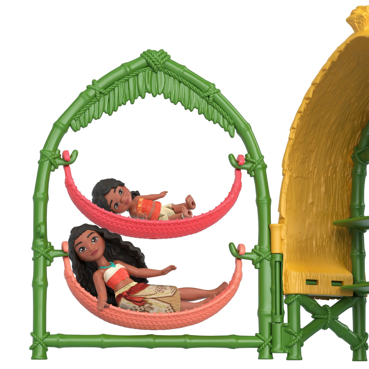 Disney Moana 2 Toys, Moana & Simea Village Home Playset, 2 Small Dolls, Friend Figure & 15 Accessories