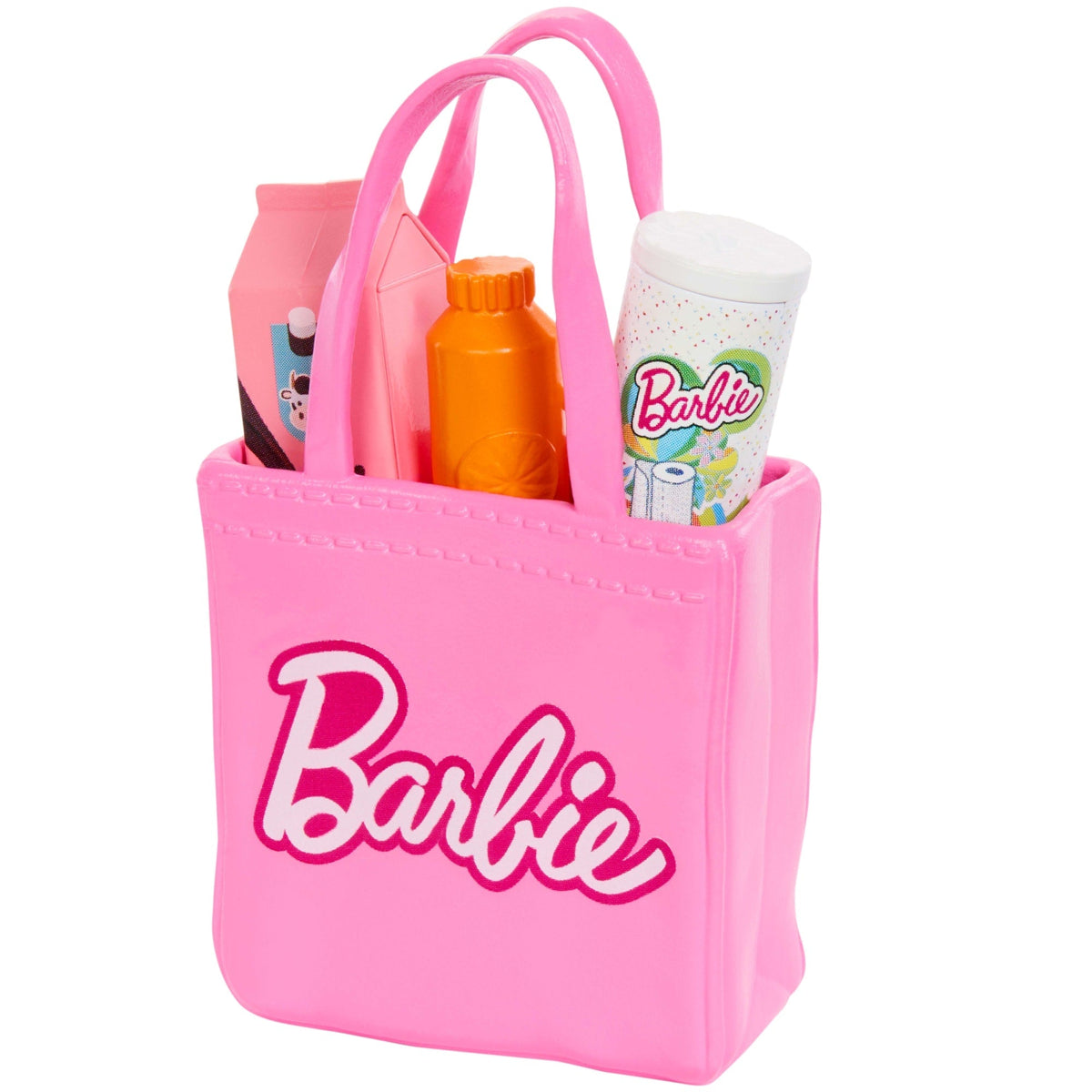 Barbie World Grocery Shopping Toy Set With 11 Doll Accessories including Cart, Food, Bag, & More