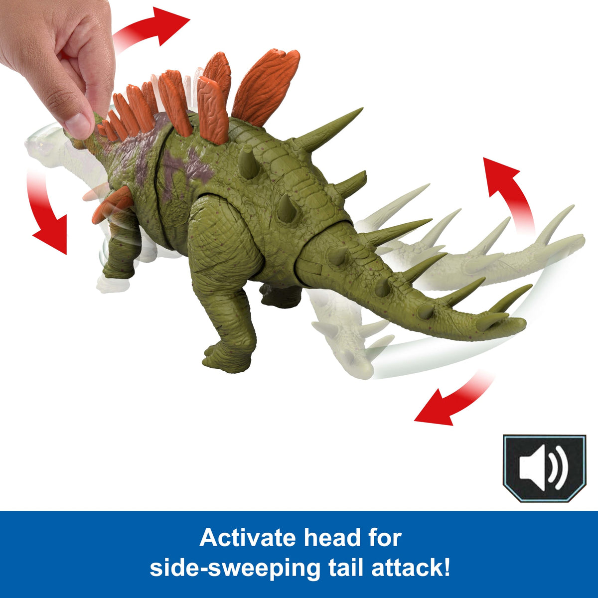 Jurassic World Chaos Theory Wild Roar Kentrosaurus Action Figure, Strike Attack & Sound Dinosaur Toy