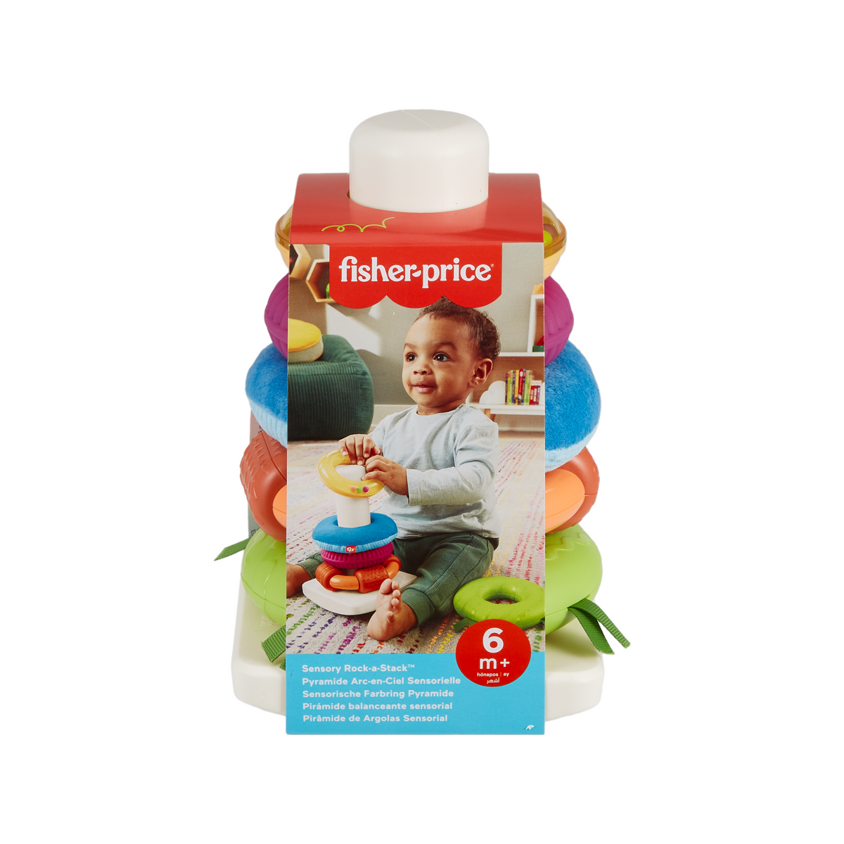 Fisher-Price Sensory Rock-A-Stack Roly-Poly Stacking Toy With Fine Motor Activities For Babies